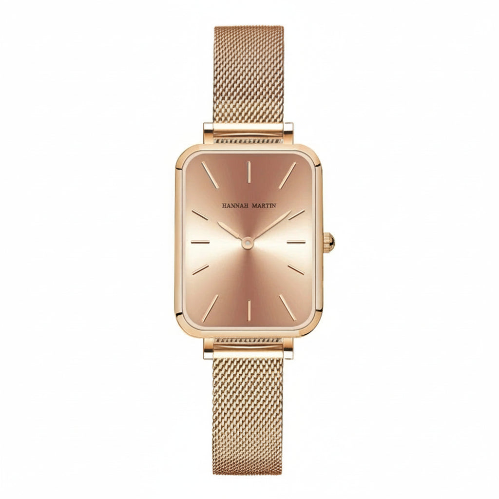 Montre Femme Rectangulaire Ultra-Fine – Style Nordique Simple – Mouvement Quartz Japonais – Mode – Bracelet Maille Acier Inoxydable