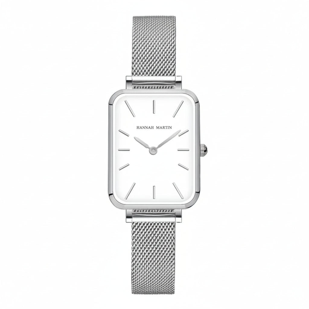 Montre Femme Rectangulaire Ultra-Fine – Style Nordique Simple – Mouvement Quartz Japonais – Mode – Bracelet Maille Acier Inoxydable