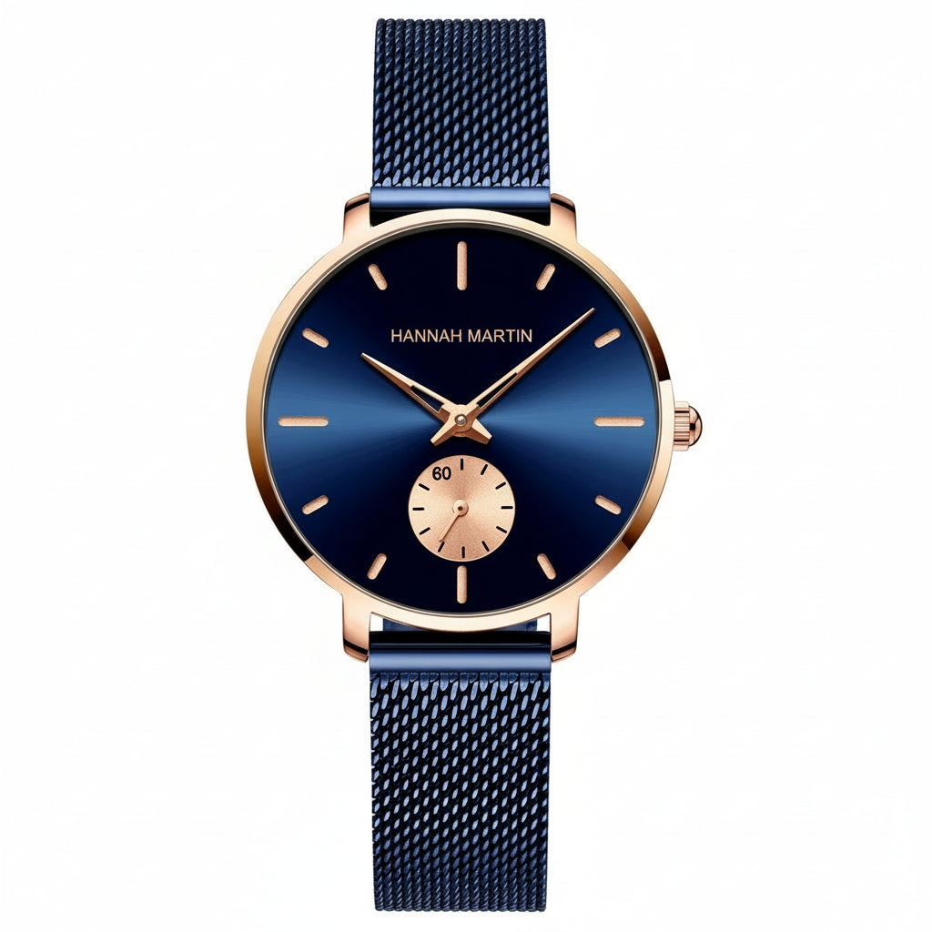 Montre Femme Hannah Martin – Quartz Original – Bracelet Maille Acier Inoxydable – Élégante