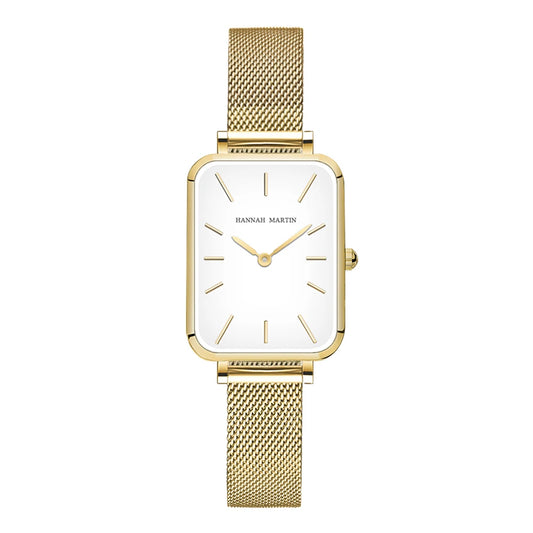 Montre Femme Rectangulaire Ultra-Fine – Style Nordique Simple – Mouvement Quartz Japonais – Mode – Bracelet Maille Acier Inoxydable